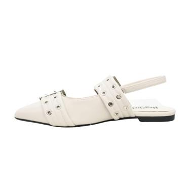 Imagem de Corkys Footwear Mule Hey Girl On The Prowl bico fino com fivelas duplas ajustáveis e tira elástica no tornozelo para uso sem esforço e estilo chique, Marfim, 40