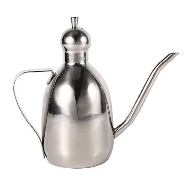 Imagem de Dispensador de azeite de oliva de aço inoxidável, bico de gotejamento, design de 0,35 L, capacidade para uso na cozinha e preparação de alimentos, cor prata, 1 peça