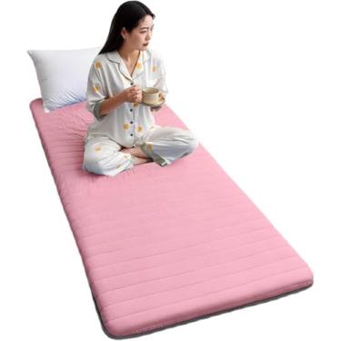Imagem de Colchão De Piso Único Com Saco De Armazenamento A Vácuo Reutilizável - Tapete De Tatami Japonês, Almofada De Futon De Algodão, Roll-up, Espreguiçadeira Dobráve, Pink, 80x190CM
