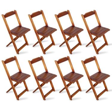Imagem de Kit 8 Cadeiras Dobrável Madeira Padrão Imbuia Cor: Marrom
