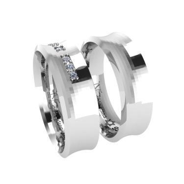 Imagem de Par Alianças De Namoro Em Prata 950  Concava com zirconia