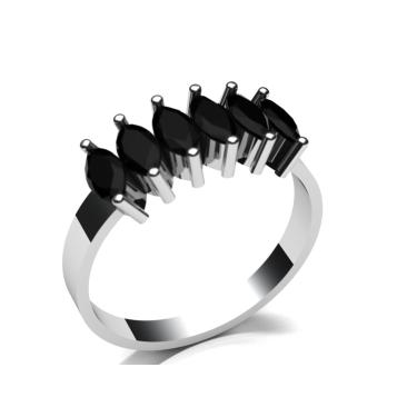 Imagem de Meia Aliança Navete Prata Com onix Sintetica