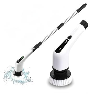 Imagem de Esfregão de Limpeza Elétrico 9 em 1 - Escova com Cabo Extensível, 9 Cabeças Intercambiáveis, 2 Velocidades, Sem Fio, Portátil, Ideal para Banheiro, Cozinha e Piso - Praticidade e Eficiência na Faxina!