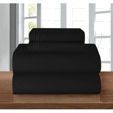 Imagem de Elegant Comfort Conjunto de cama luxuoso macio de 1500 fios egípcio, 4 peças, qualidade hoteleira premium, resistente a rugas, lençol com elástico em toda a volta, bolso profundo de até 40,64 cm,
