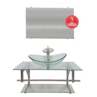 Imagem de Gabinete de Vidro 90cm para Banheiro Romênia - EKASA, Incolor