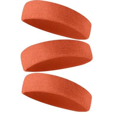 Imagem de Bandanas esportivas masculinas e femininas, pacote com 3, toalha laranja, tecido, transferência de umidade, bandanas esportivas para tênis, basquete, corrida, academia e exercícios físicos