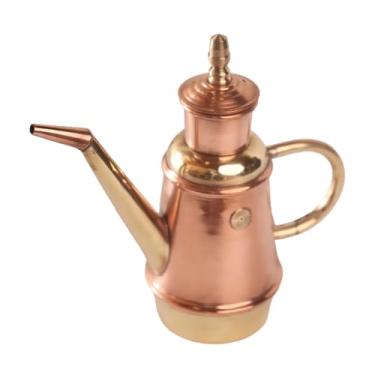Imagem de YWJLQH Dispensador de óleo de cobre Dispensador de azeite de oliva 350ml Acessório de cozinha artesanal de despejo suave Pote de óleo de cobre italiano para