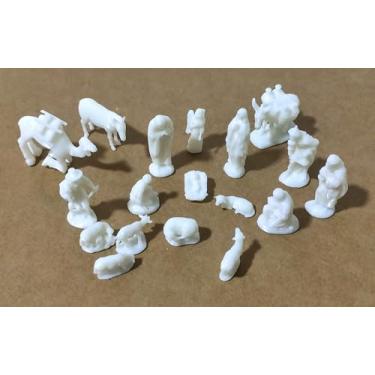 Imagem de Presépio De Natal 18 peças Escala 1:50 Diorama Maquete Ovelhas Jesus 1/48 branco Camelo Burrinho Manjedoura Maria