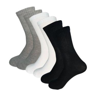 Imagem de Kit 6 Pares de Meias Compramais Cano Médio Algodão Sortidas - QLC SPOR