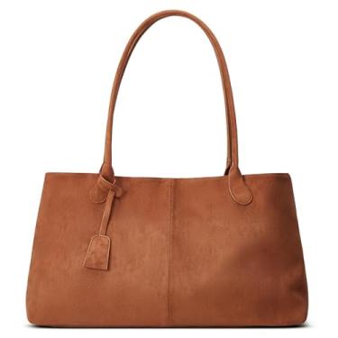 Imagem de Bolsas Hobo de camurça despojadas femininas modernas bolsas transversais crescentes bolsa de ombro axilas bolsa de ombro viagem faculdade trabalho bolsa de mão 2025, Marrom, One Size