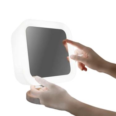 Imagem de Espelho de Maquiagem com Luz LED, Base em Madeira, Articulado, 30cm de Altura, Bivolt, Lente de Aumento, Suporte para Acessórios