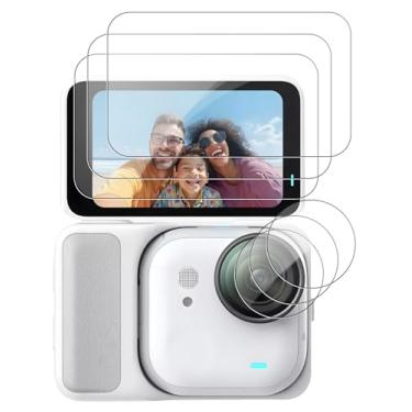 Imagem de [Pacote com 3 + 3] Protetor de tela Insta360 Go Ultra – Pacote com 3 películas de vidro temperado para tela e 3 unidades de protetor de lente de TPU, dureza 9H, antiarranhões, clareza HD, sem bolhas