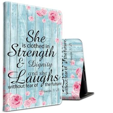 Imagem de Capa para Samsung Galaxy Tab A 8.0 2019 SM-T290/ T295/ T297 Capa protetora de couro PU à prova de choque com hibernar/despertar automático para Samsung Tab T290, citação da Bíblia Provérbios 31-25