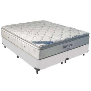 Imagem de Cama Box Branco E Colchão Freedom Molas Ensacadas King Ortobom