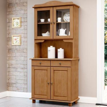 Imagem de Cristaleira Com Portas Vidro 88cm Pé Madeira Rubia Freijó F07 - Mpozenato