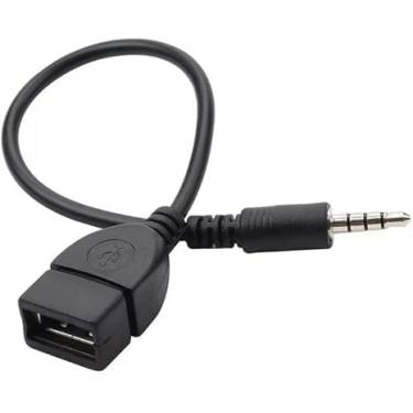 Imagem de Dwuww Cabo adaptador USB para AUX preto, plugue auxiliar macho de 3,5 mm para USB 2.0 fêmea cabo adaptador conversor para porta auxiliar de carro 20 cm/8 polegadas de comprimento preto OTG adaptador