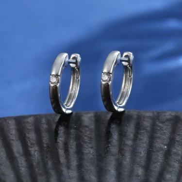 Imagem de Brincos de argola de ouro/prata para mulheres modernos, banhados a ouro 18 K, brincos de argola pequenos para mulheres, brincos de argola grossa CZ para mulheres, 10mm, Latão, Sem pedra preciosa