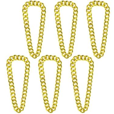 Imagem de Ortjpuqs 6 peças, correntes hip hop de 80 cm, colares grossos dourados para homens e mulheres, acessórios de bijuteria de rapper dos anos 80 e 90