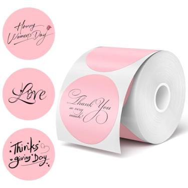 Imagem de Etiquetas adesivas térmicas redondas de 7 cm, rosa, 200 peças