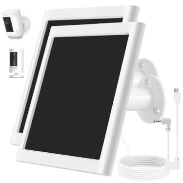 Imagem de Carregador de painel solar para câmera Ring, compatível com bateria de câmera adesiva, Ring Spotlight Plus/Pro, Stick up Pro, impermeável 6w5v (branco-2 unidades)
