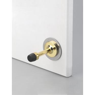Imagem de Batentes de porta, batentes de porta de 7 cm sem furadeira com ponta de amortecedor de borracha de amortecimento de som, batente de porta adesivo montado na parede, (dourado)