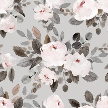 Imagem de Danmyho Papel de parede floral vintage peônia rosa autoadesivo removível aquarela vinil flor contato papel de parede armário prateleira decoração 45 x 299 cm
