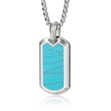 Imagem de GTMJ Colar com pingente de etiqueta de cachorro para homens e mulheres meteorito/olho de tigre/ônix preto/amazonita/ametista/turquesa/fibra de carbono forjada/lápis-lazúli/damasco/malaquita/aço