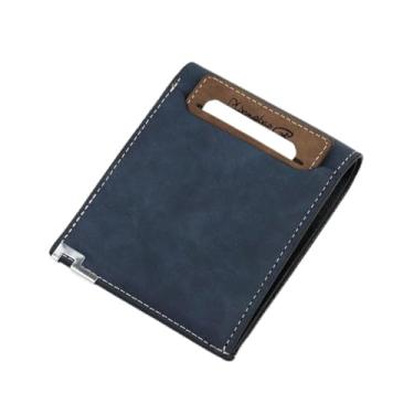 Imagem de Carteira masculina retrô dobrável, carteira de bolso frontal de poliuretano macio com design de inserção de cartão e bolso para moedas com zíper oculto, carteira compacta de uso diário para homens com