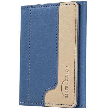 Imagem de LaiYHe Carteira magnética, 6 compartimentos para cartão, flip de couro PU, telefone minimalista fino, compatível com telefones e capas MagSafe, para iPhone 17/16/15/14/13/12/Pro/Max/Plus (MW18-azul)