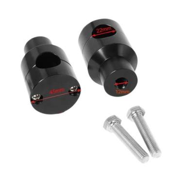 Imagem de Suporte De Guidão De Motocicleta Em Alumínio Preto Cromado 2X 7/8 1 Po