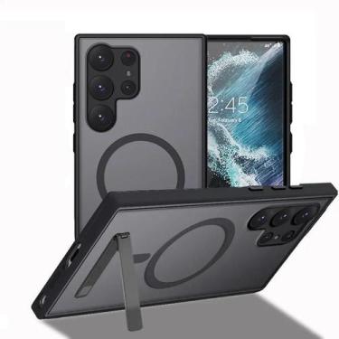 Imagem de Capa Magnética Transparente Preta Com Suporte Para Samsung Galaxy S24 