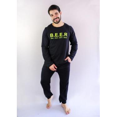 Imagem de Pijama masculino de algodão preto inverno - CASARÃO DO PIJAMA, G