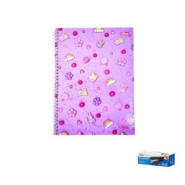 Imagem de Kit Caderno Universitário Vibe Feminino 10M 160F Tilibra + Grampeador Metallic C-15 45 Folhas