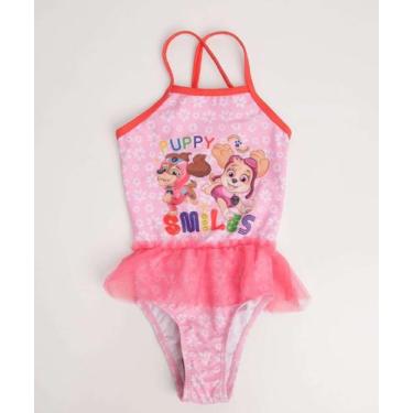 Imagem de Maiô Infantil Babado Patrulha Canina Nickelodeon Tam 1-59012, Rosa, 4