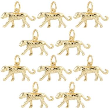 Imagem de Beebeecraft 1 caixa com 10 pingentes pequenos de guepardo, joias de animais, vida selvagem africana, leopardo, brilhante, pingentes de latão banhado a ouro 18 K para fazer joias, colares, pulseiras