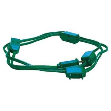 Imagem de Woods Cabo de extensão 2189 para luzes de Natal ou feriado com 9 tomadas para ambientes internos (4,5 m, verde)