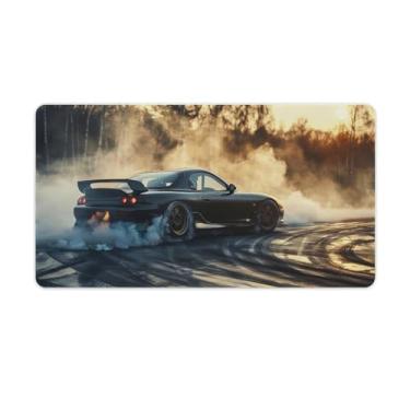 Imagem de HouLaiZhe Rx7 JDM Car Drift Smoke Cool Large Gaming Mouse Pads Tapete de Mesa Base de Borracha Antiderrapante Laptop Acessórios de Computador Suprimentos Bloco de Escrita para Escritório Casa 40 X 75