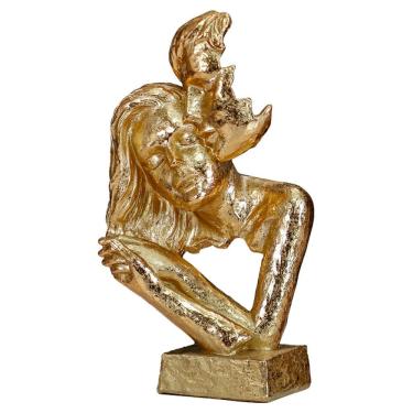 Imagem de Estatueta de casal abstrata de coração a coração com escultura em resina de 29,5 cm