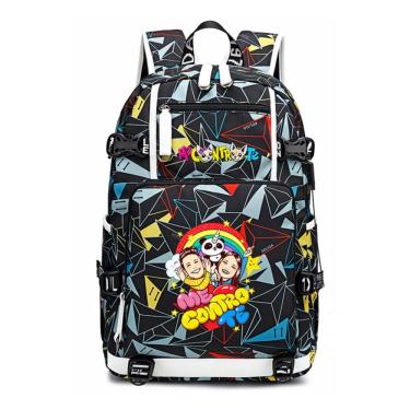 Imagem de Mochila escolar masculina Controles The Cartoon Kids Nylon 30x14x47cm