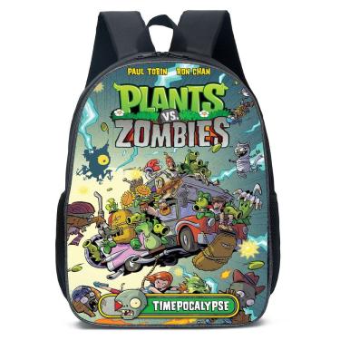Imagem de Mochila escolar infantil Plants vs Zombies em poliéster 3D
