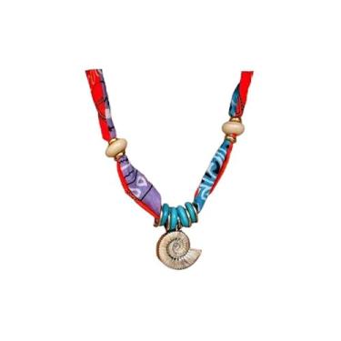 Imagem de Colar de cachecol, estilo bandana, joias, pingente de concha para mulheres, acessório de declaração, presentes de Natal, presentes de amizade para mulheres, dia dos namorados, Medium, Latão, Sem Pedra