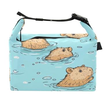 Imagem de STAYTOP Lancheira fofa capivara com fivela de alça, lancheira isolada para meninos e meninas, lancheira térmica para trabalho escolar
