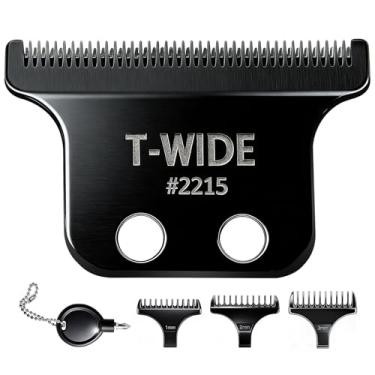 Imagem de Pacote com 2 lâminas de substituição 2215 T Wide para Wahl 5 Star Detailer Li Trimmer 8081 e 8171 - Lâmina de aparador ajustável de aço inoxidável Zero-Gap (Preto-1)