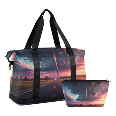 Imagem de CEBUGI Tornado Sports Duffle Bags extensível bolsa de ginástica molhada e seca bolsa de viagem portátil separada com compartimento para sapatos e bolso molhado