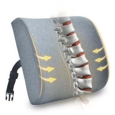 Imagem de GoLepide Almofada de apoio para as costas para almofada de suporte reclinável com espuma viscoelástica de gel, almofadas ortopédicas ergonômicas para sofá lombar para idosos, alívio da dor lombar