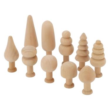 Imagem de KUIDAMOS Mini árvores de Madeira Em Branco Inacabadas para Artesanato de Pintura Criativa, Linda Decoração de Natal para Crianças e Adultos, Conjunto de 2 para Pingente de Brinquedo de Férias