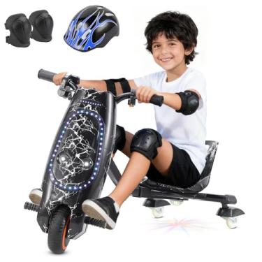Imagem de HONEYWHALE 008B Triciclo Elétrico Drift Infantil, 150W Potência Máxima, 15KM/H Velocidade Máxima, 60 Min Tempo de Uso, com Bluetooth e 3 Modos de Velocidade, Adequada para Crianças de 5 a 8 Anos Preto