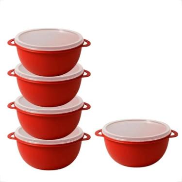 Imagem de Kit 5 Potes Plástico Bowl 1 Litro Redondo Alimentos Multiuso
