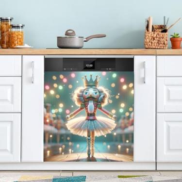 Imagem de Elegante bailarina quebra-nozes cozinha lava-louças ímã capa impermeável para máquina de lavar e secar ímãs capa decorativa 58 x 66 cm