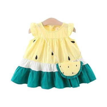 Imagem de Vestido De Verão Para Menina Com Estampa De Melancia E Mangas Voando, 